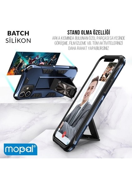 iPhone 11 Pro Max Kılıf Standlı Yüzüklü Batch Kırmızı