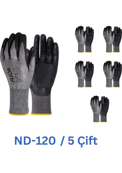 ND-120 Nitril D Kesilmez Eldiven Gri - 5 Çift