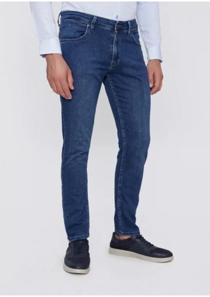 Aden T908-530 Erkek Denim Büyük Beden Likralı Kot Pantolon - T908 - Mavi