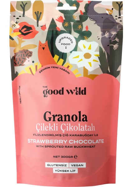 The Good Wild Glütensiz, Şeker İlavesiz Granola Çilekli Çikolatalı 300 gr