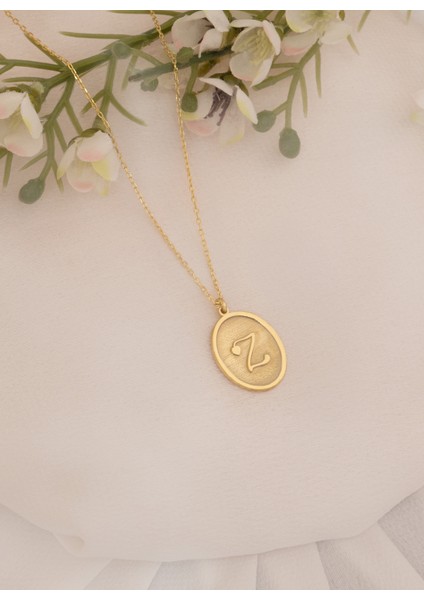 925 Ayar Gümüş Kabartmalı Harf Kolye