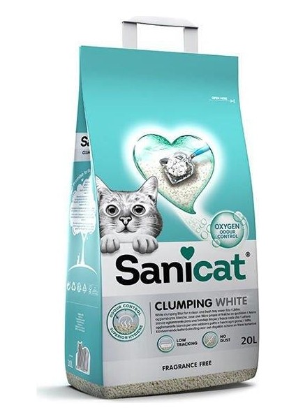 Clumping White Oksijen Kontrol Kedi Kumu 20 Lt
