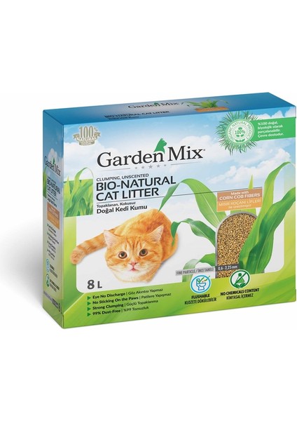 Gardenmix Topaklanan Mısır Lifli Kedi Kumu 8l