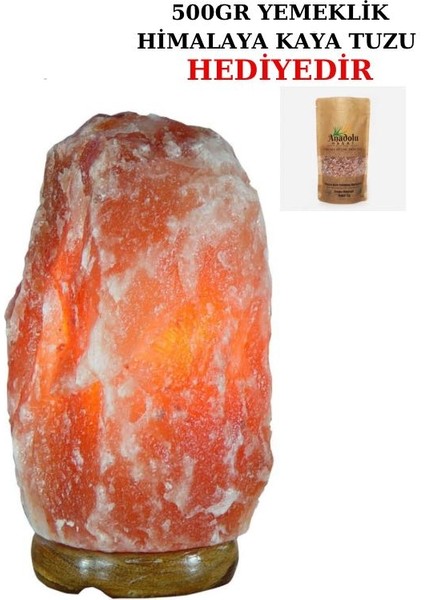 3-4Kg Himalaya Kaya Tuzu Lambası (Kablo Açma Kapama Anahtarlı Ampul) 500GR Himalaya Tuz Hediye