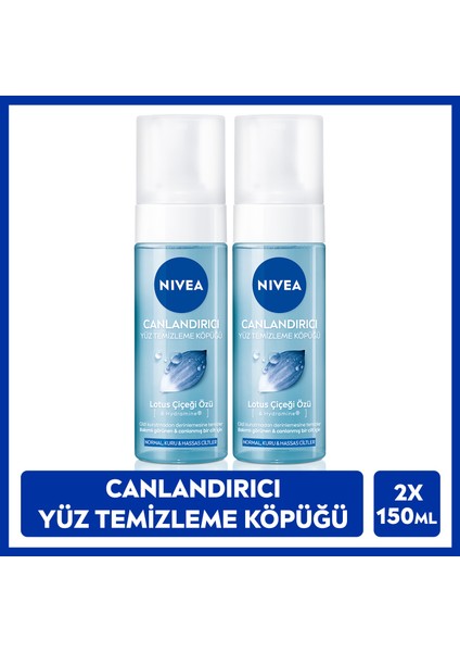 Canlandırıcı Yüz Yıkama Köpüğü 150ml, Yüz Temizleme, Normal ve Hassas Cilt, Lotus Çiçeği ve Saf Su, X2 Adet