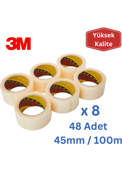 3m 371 Şeffaf Koli Bandı 45mm x 100m - 48 Adet