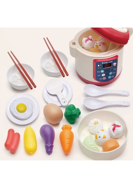 Pirinç Ocak 25 Adet Tarzı Gıda Parçaları ile Pirinç Ocak Mutfak Playset Şef Aletleri Oyna Pretend Erken Öğrenme Okul Öncesi Pişirme Oyuncak Çocuklar Için Hediye (Yurt Dışından)