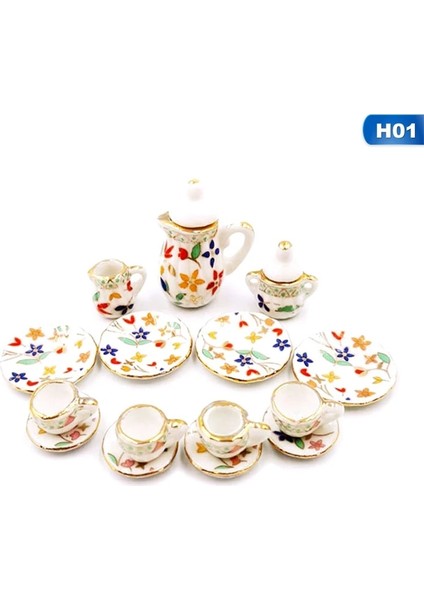 No.1 Tarzı Mini Çiçek Seramik Çay Seti Cep Seramik Minyatür Çiçek Sofra Çocuk Mutfak Porselen Çay Bardağı Seti Oyuncak (Yurt Dışından)