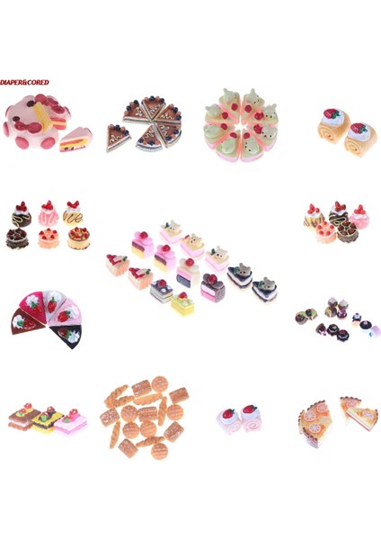 Gök Mavisi Tarzı 1- Sahte Çilekli Kek Gıda Reçine Flatback Düz Geri Cabochon Kawaii Dıy Reçine Zanaat Dekorasyon Dollhouse Minyatür (Yurt Dışından)