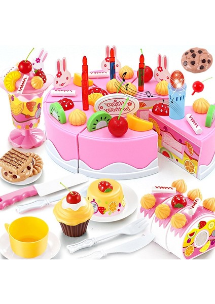 37 Pembe T Stili Yeni Dıy Kek Mutfak Oyuncak Seti Gıda Kesme Meyve Eğitici Doğum Günü Oyuncak Oyna Pretend Cocina De Juguete Bebek Çocuk Hediye Için (Yurt Dışından)
