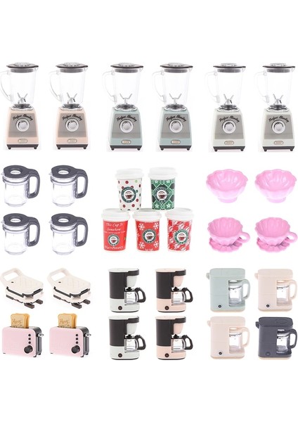 Çok Renkli Stil 1:12 Evcilik Minyatür Kahve Makinesi Mutfak Ekmek Makinesi Sıkacağı Cezve Noel Kahve Fincanı Içecek Mutfak Elektrikli Model (Yurt Dışından)
