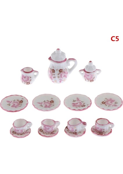 C5 Stili 24 Desenler 1:12 Minyatür Porselen Çay Bardağı Seti Chintz Çiçek Sofra Mutfak Bebek Evi Mobilya Oyuncaklar Çocuklar Için (Yurt Dışından)