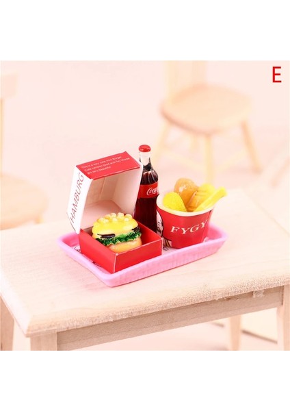 E Stili M Minyatür Dollhouse Hamburger Kola Fincan Blyth Barbies Için Fast Food Bebek Evi Oyun Mutfak Dondurma Aksesuarları Oyuncak (Yurt Dışından)
