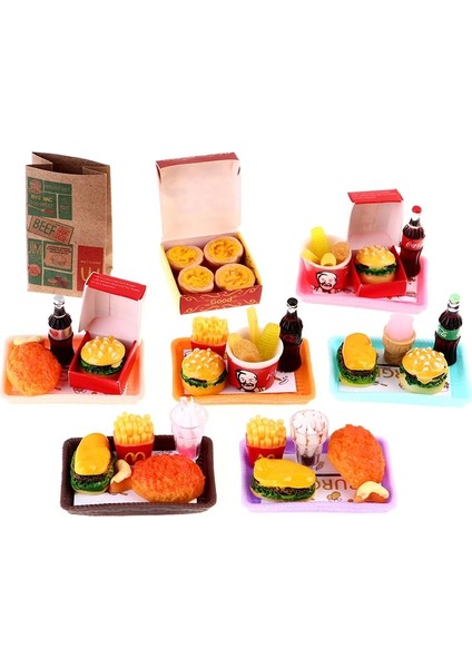 E Stili M Minyatür Dollhouse Hamburger Kola Fincan Blyth Barbies Için Fast Food Bebek Evi Oyun Mutfak Dondurma Aksesuarları Oyuncak (Yurt Dışından) fırsatları