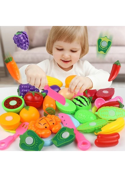 16 Adet Kit 1 Stil Oyna Pretend Oyuncak Seti Plastik Gıda Kesme Meyve Sebze Gıda Çocuklar Için Oyuncaklar Pretend Eğitici Hediye (Yurt Dışından)