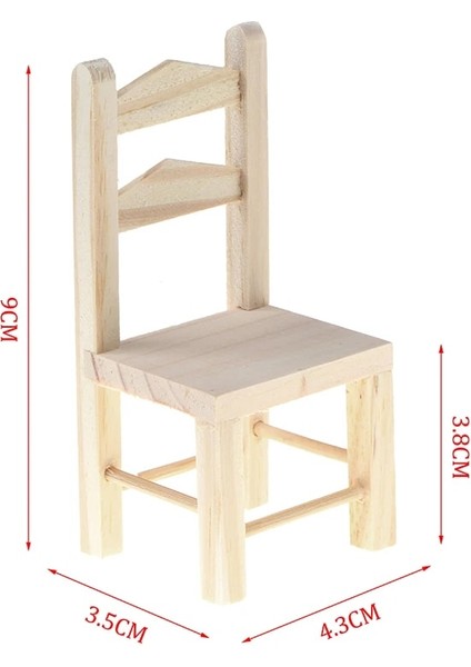 Resim Stili Olarak Bebekler Minyatür Mobilya Dollhouse Dekor Için Ahşap Boyasız Yemek Sandalyesi (Yurt Dışından)