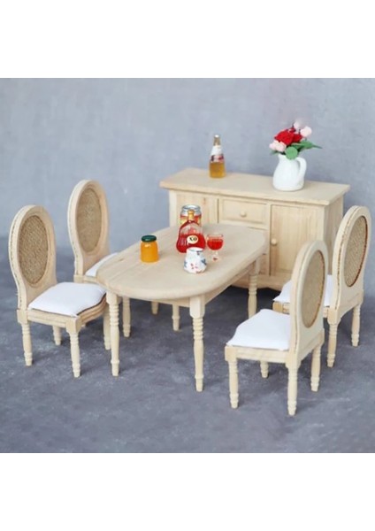Resim Stili Olarak Bebekler Minyatür Mobilya Dollhouse Dekor Için Ahşap Boyasız Yemek Sandalyesi (Yurt Dışından) indirimleri
