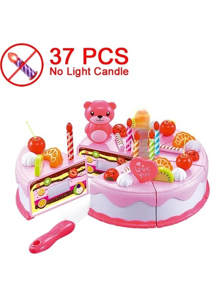 37 Pembe x Stili Yeni Dıy Kek Mutfak Oyuncak Seti Gıda Kesme Meyve Eğitici Doğum Günü Oyuncak Oyna Pretend Cocina De Juguete Bebek Çocuk Hediye Için (Yurt Dışından)