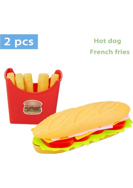 E 2 Adet Tarzı Çocuk Simülasyon Mutfak Gıda Oyuncaklar Oyna Pretend Hamburger Hotdog Patates Kızartması Pişirme Oyuncak Oyun Evi Eğitici Oyuncaklar Çocuk Için (Yurt Dışından)