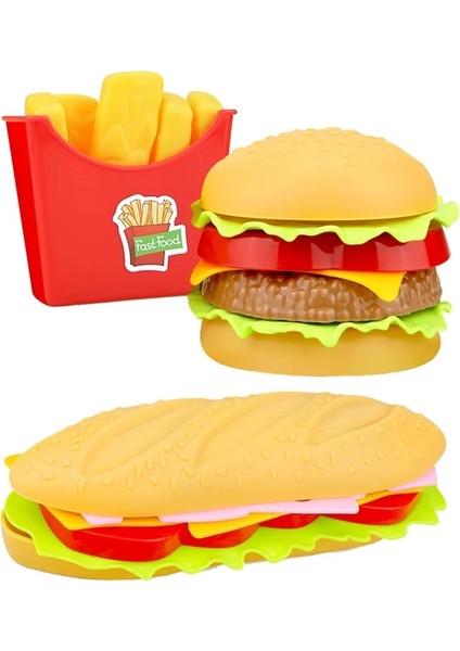 E 2 Adet Tarzı Çocuk Simülasyon Mutfak Gıda Oyuncaklar Oyna Pretend Hamburger Hotdog Patates Kızartması Pişirme Oyuncak Oyun Evi Eğitici Oyuncaklar Çocuk Için (Yurt Dışından) fiyatları