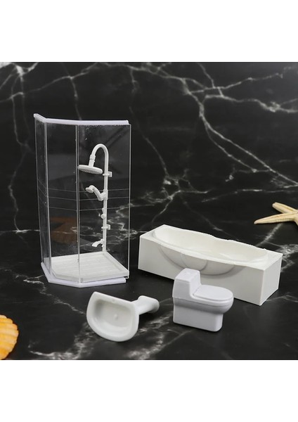 C Stili Dollhouse Minyatür Banyo Seti Duş Odası Tuvalet Küvet Lavabo Modeli Oyuncak Mikro Banyo Takımı Aksesuarları (Yurt Dışından) fırsatları
