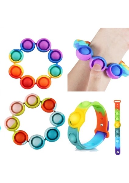 Muticolor Mavi 20CM Stili Gökkuşağı Giyilebilir Itme Kabarcık Bilezik Duyusal Fidget Oyuncak Çocuk Yetişkin Anti-Stres Rahatlatmak Bilezik Oyuncak (Yurt Dışından)