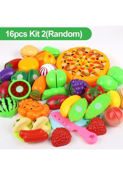 16 Adet Takım 2 Stil Oyna Pretend Oyuncak Seti Plastik Gıda Kesme Meyve Sebze Gıda Çocuklar Için Oyuncaklar Pretend Eğitici Hediye (Yurt Dışından)