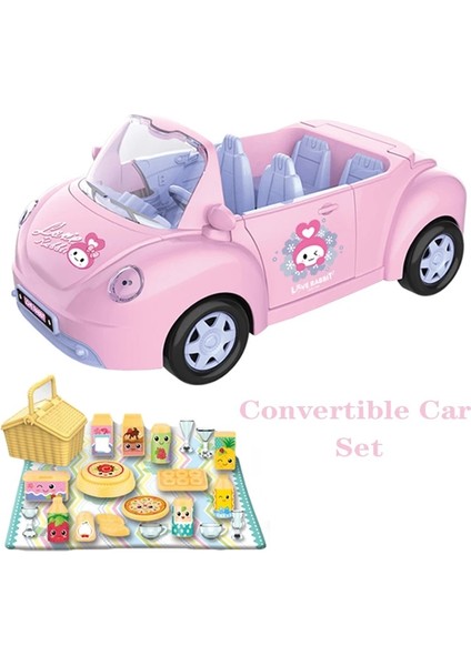Pembe Araba Stili Simulatioar Oyun Evi Oyuncak Sürgülü Cabrio Araba Tavşan Aile Sepeti Oyuncak Kız Hediyeleri Çocuklar Doğum Günü Hediyeleri (Yurt Dışından)