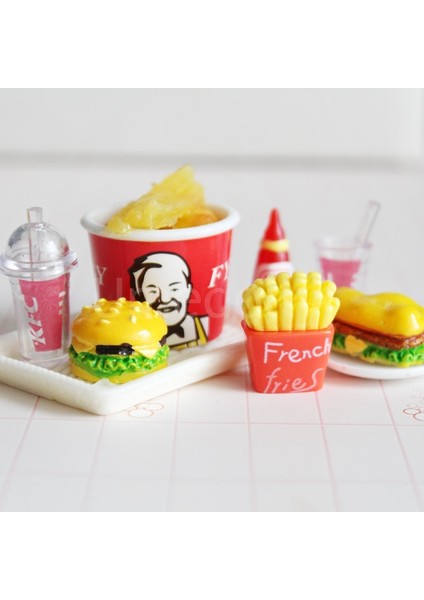 Pengfu Shop Sarı Stil Ale Oyna Pretend Minyatür Dollhouse Mini Hamburger Patates Kızartması Fast Food Bjd Barbies Için Bebek Mutfak Aksesuarları Oyuncak (Yurt Dışından)