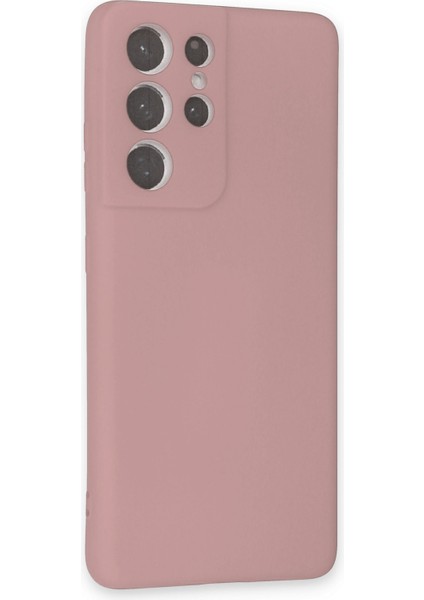 Samsung Galaxy S21 Ultra Kılıf Nano Içi Kadife Silikon - Pudra 300099