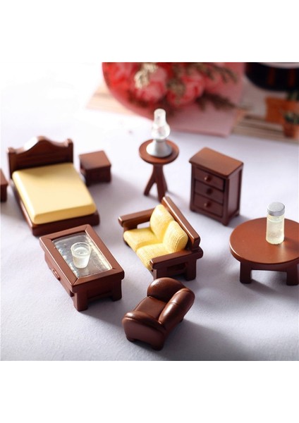 As Picture Shows Dollhouse Mini Ahşap Mobilya Bebekler Oyuncak Ev Mini Yatak Odası Takımı Dıy Miniatura Dollhouse Mobilya Çocuklar Için (Yurt Dışından)
