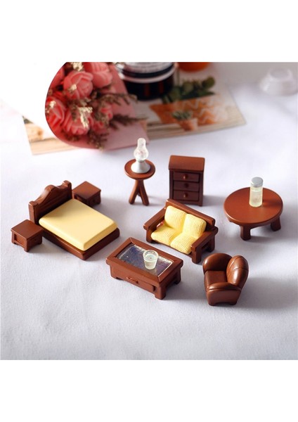As Picture Shows Dollhouse Mini Ahşap Mobilya Bebekler Oyuncak Ev Mini Yatak Odası Takımı Dıy Miniatura Dollhouse Mobilya Çocuklar Için (Yurt Dışından)