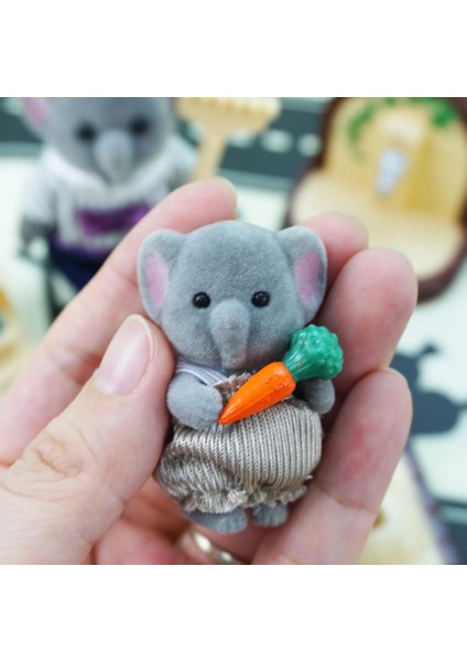KK02 Stili Mulation Orman Hayvanı Bebek Peluş Bebek Oyuncak Tavşan Aile Dollhouse Figürleri Koleksiyon Oyuncak 4.5cm 1:12 Mobilya Seti Hediye (Yurt Dışından)