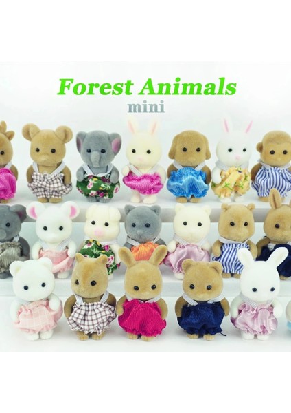 KK02 Stili Mulation Orman Hayvanı Bebek Peluş Bebek Oyuncak Tavşan Aile Dollhouse Figürleri Koleksiyon Oyuncak 4.5cm 1:12 Mobilya Seti Hediye (Yurt Dışından)