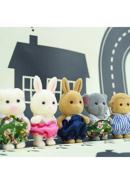 KK02 Stili Mulation Orman Hayvanı Bebek Peluş Bebek Oyuncak Tavşan Aile Dollhouse Figürleri Koleksiyon Oyuncak 4.5cm 1:12 Mobilya Seti Hediye (Yurt Dışından)