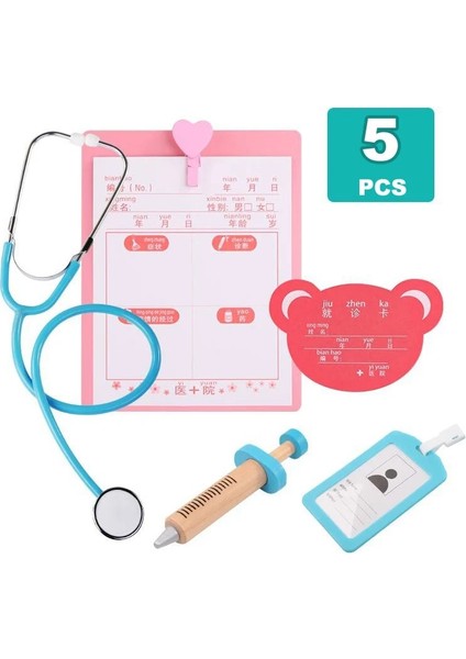 5 Adet Tarzı Doktor Oyuncaklar Çocuklar Ahşap Kız Erkek Çocuklar Için Oyun Seti Oyna Pretend Kırmızı Tıbbi Diş Hekimi Ilaç Kutusu Bez Çantalar Çocuklar Için Set Hediye (Yurt Dışından)