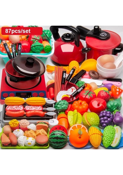 30 Adet Stil Çocuk Mutfak Tencere Oyna Pretend Seti Meyve Gıda Oyuncaklar Simülasyon Mutfak Tencere Tava Çocuklar Kızlar Için Mutfak Oyuncakları Bebek Maması Kırmızı (Yurt Dışından)