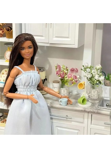 Mavi Set Stili 1:12 Evcilik Aksesuarları Çay Bardağı Seti Raf Bardak Tutucu Minyatür Oyuncaklar Oyna Pretend Mutfak Mobilya Barbie Evi OB11 Bebek Için (Yurt Dışından) modelleri
