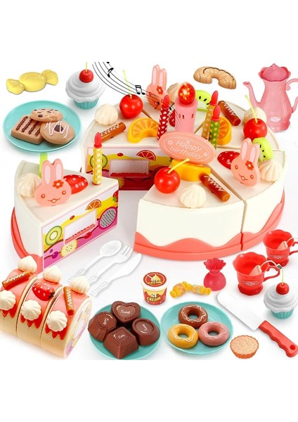 62 Adet Hafif Stil Dıy Adet Doğum Günü Pastası Oyuncak Mutfak Seti Gıda Erkek Kız Bebek Çocuk Playset Için Meyve Kesme Oyuncaklar Oyna Pretend Eğitici Hediye (Yurt Dışından) modelleri