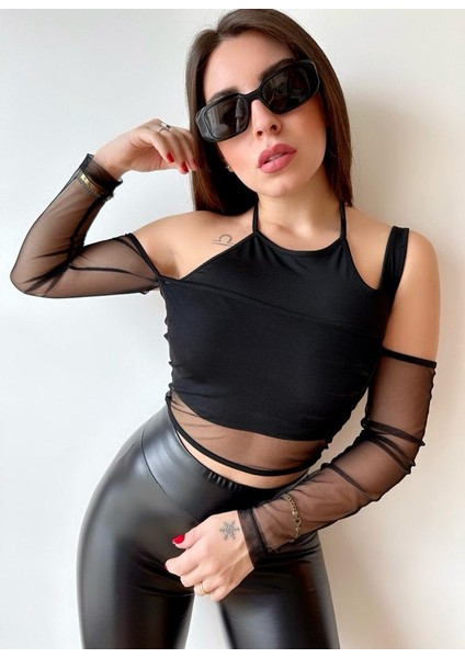 Tül Crop Bluz modelleri