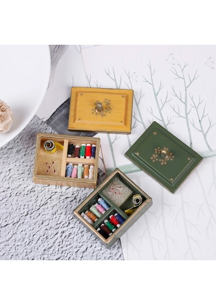 B Tarzı 1:12 Minyatür Vintage Kapaklı Dikiş Kutusu Winered Dollhouse Dekorasyon Aksesuarları En Iyi Satış (Yurt Dışından) fiyatları