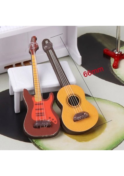 2 Adet Stili Kaldır Bebek Evi Aksesuarları Minyatürler Keman Gitar Müzik Aletleri Model Oyuncaklar Bebekler Barbie Evi Aksesuarları Için Mobilya (Yurt Dışından) fırsatları