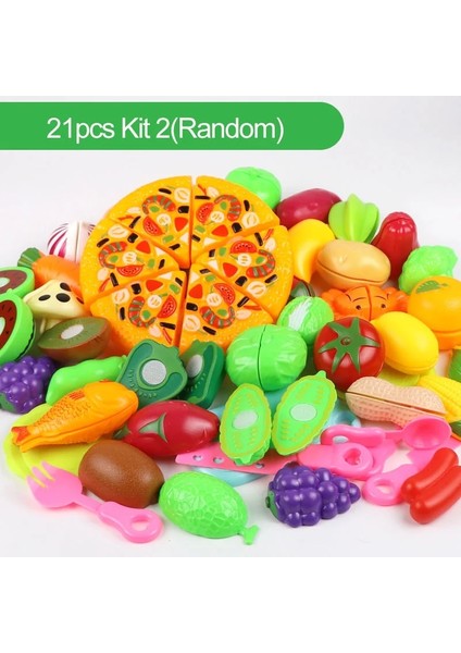 21 Adet Takım 2 Stil Oyna Pretend Oyuncak Seti Plastik Gıda Kesme Meyve Sebze Gıda Çocuklar Için Oyuncaklar Pretend Eğitici Hediye (Yurt Dışından)