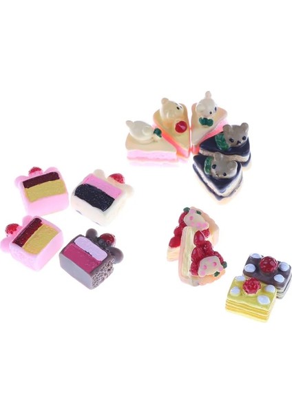 5 Adet Rastgele Stil 3D Simülasyon Minyatür Gıda Dıy Craft Dollhouse Mini Tatlı Pan Kek Standı Meyve Tepsisi ve Mini Kek Bebek Mutfak Oyuncaklar (Yurt Dışından)