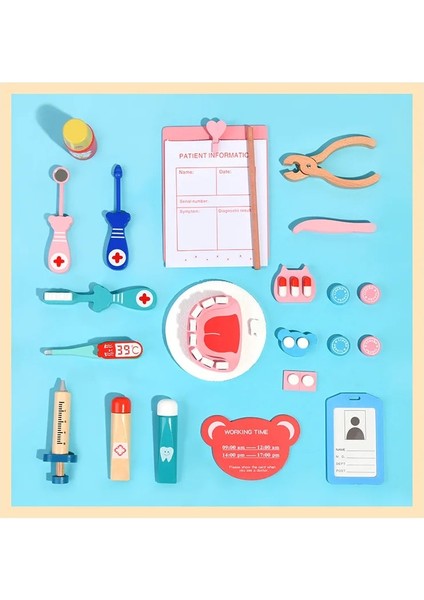 C Stilini Ayarla Doktor Oyuncaklar Çocuklar Için Set Çocuklar Ahşap Kız Erkek Kırmızı Tıbbi Diş Hekimi Ilaç Kutusu Bez Çanta Hediyeler Için Kiti Oyna Pretend Oyna Pretend (Yurt Dışından)