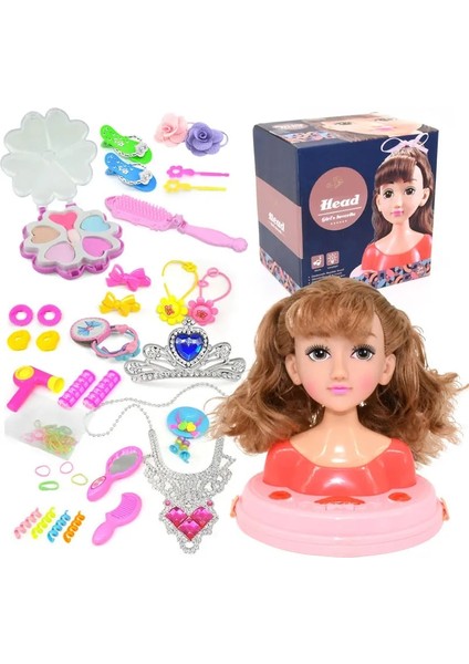 MY338-3 Hediye Stili ile Çocuklar Moda Oyuncak Çocuk Makyaj Pretend Playset Şekillendirici Kafa Bebek Saç Güzellik Oyunu Saç Kurutma Makinesi ile Kızlar Için Doğum Günü Hediyesi (Yurt Dışından)