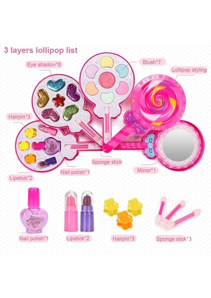 No.9 Tarzı Moda Yıkanabilir Makyaj Oyuncaklar Lolipop Kozmetik Oyuncak Kız Hediye Kutusu Çocuklar Kızlar Için Gerçek Makyaj Seti Güvenli Bebek Kozmetik Güzellik Seti (Yurt Dışından) fırsatları