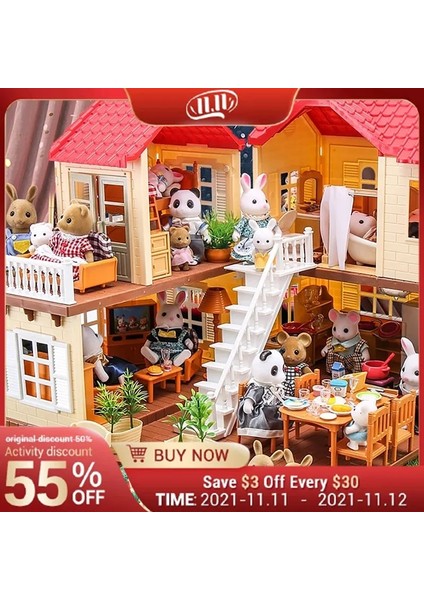 B09 Stili 1:12 Minyatür Dollhouse Mobilya Oyuncaklar Set Dıy Orman Aile Çocuk Kız Noel Doğum Günü Için Bebek Hous Oyuncaklar Hediye Pretend Oyna (Yurt Dışından)