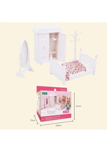 B06 Yatak Odası Stili Orman Hayvanları Aileler Oyuncak Bebek Evi Mutfak Oturma Odası Yatak Odası Banyo Bahçe Buzdolabı Masa Dolap Gıda Minyatür Aksesuarları (Yurt Dışından)