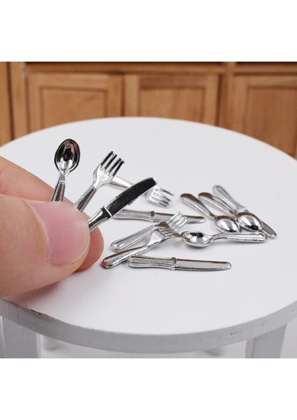 C Stili M Dollhouse Minyatür Mutfak Sofra Kaşık Bıçak Çatal Seti Oyna Pretend Mutfak Aksesuarları Oyuncak (Yurt Dışından)
